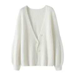Women's Autumn And Winter New Solid Color Loose Long Sleeves Top - White - View 1