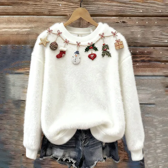 Women's Christmas Crew neck Patterned Top Mfh4Xicg1Yxk903 - Shop at LoveMi