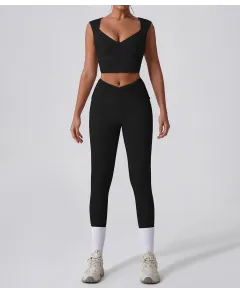 Yoga Quick-drying Twist High Waist Horn Casual All-match Workout Exercise Outfit - Black 02 - View 1