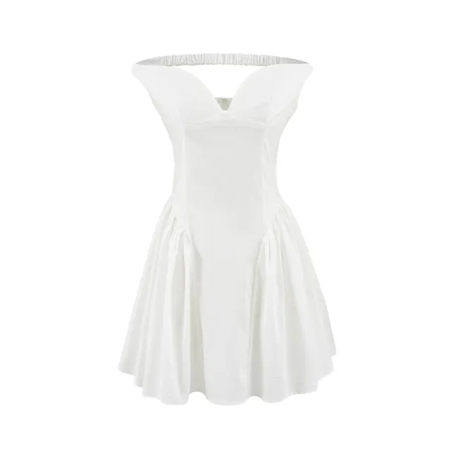 Solid Color And V neck Temperament Sexy Sleeveless Backless Short Dress - Shop at LoveMi