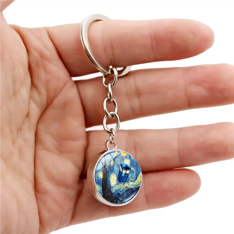 Van Gogh Starry Sunflower Keychain Pendant Creative Trinket