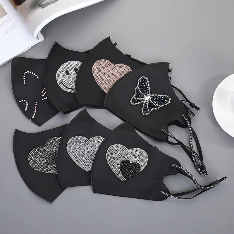Rhinestone Smiley Butterfly Pattern Sun Block and Dustproof Mask