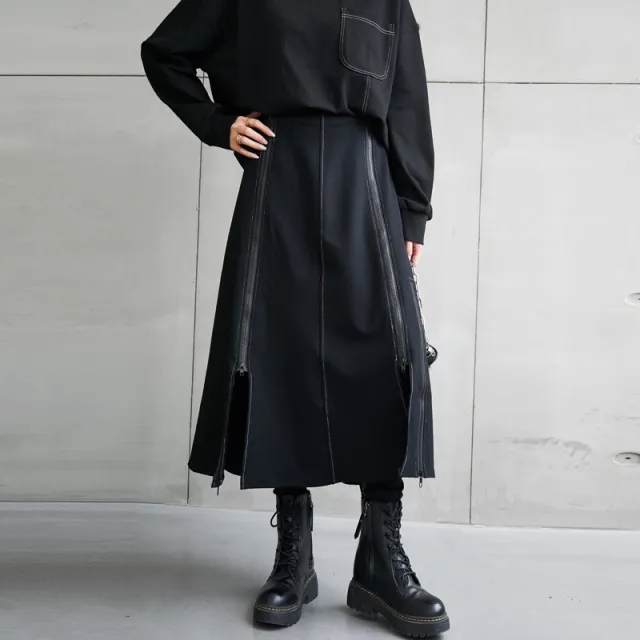 Womens Mid Length Asymmetrical A Line Skirt Black - Shop at LoveMi