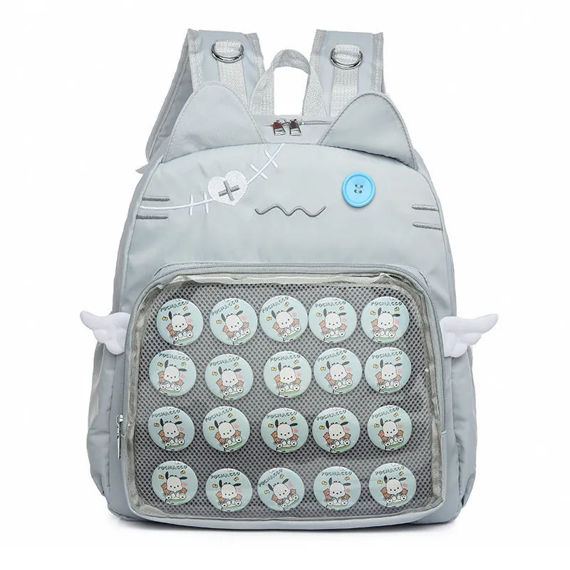 Japanese Transparent Preppy Style Large Capacity Casual Backpack - Blue