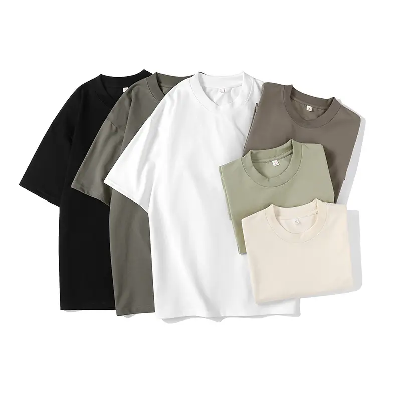 Double Yarn Short Sleeve Sweat-absorbing Cotton T-shirt