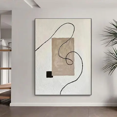 Pure Hand Drawing Minimalist Black and White Living Room