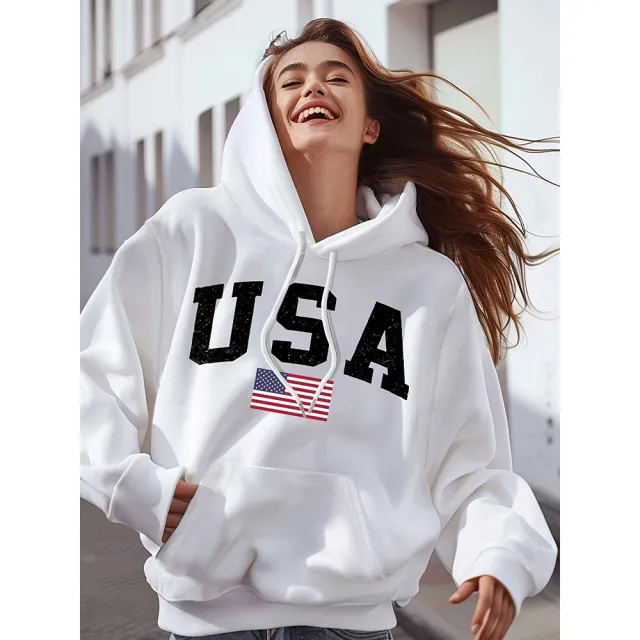Hooded Hoodie Design With Printed Top White - Shop at LoveMi