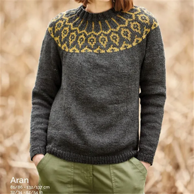 Women's Round Neck Multicolor Loose Fashion Pullover Sweater Style9107 - Shop at LoveMi