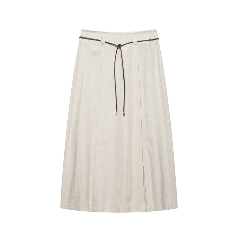 Linen Hanging Collar Top Midi Dress Skirt - Shop at LoveMi