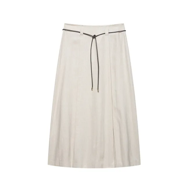 Linen Hanging Collar Top Midi Dress Skirt L - Shop at LoveMi