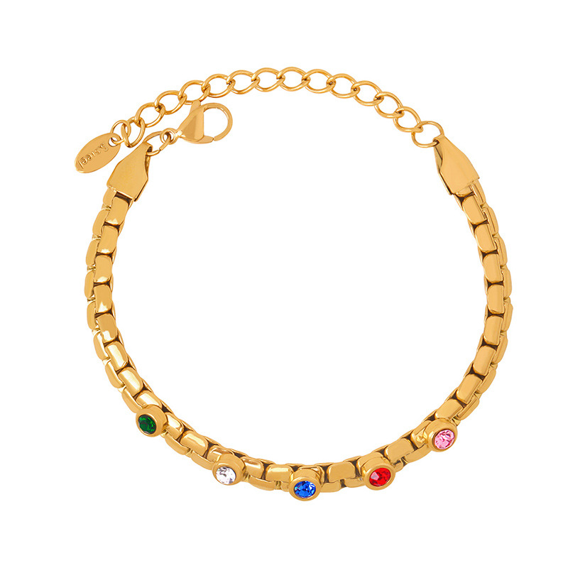Light Luxury Personality Titanium Steel Diamond Titanium Steel Gold-plated Bracelet
