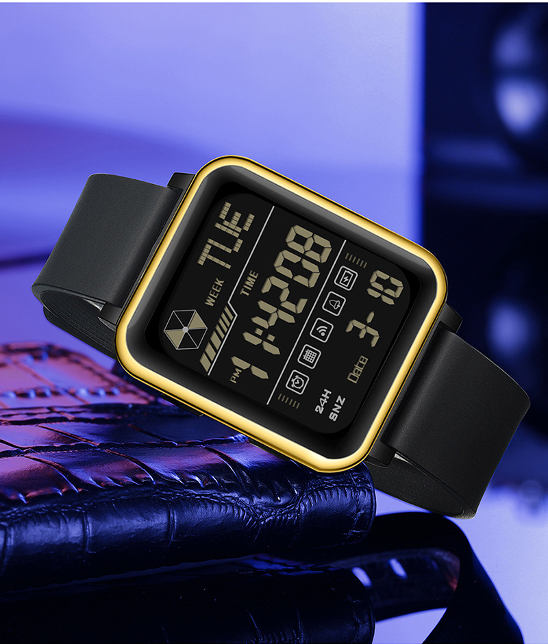 Sanda 6159 Square Stopwatch Multifunctional Waterproof Digital Sports Watch for Men