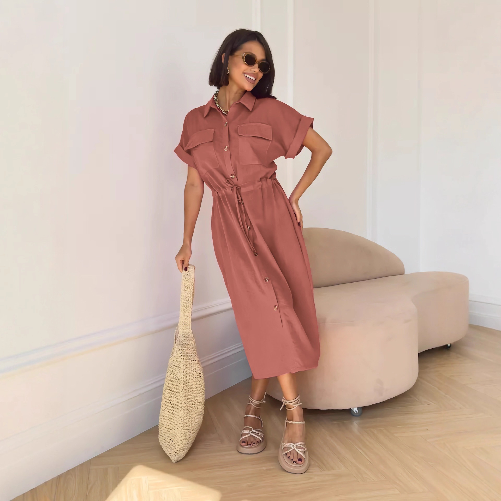 Arrival Fashionable Lightly Luxurious Casual Short-sleeve Dress