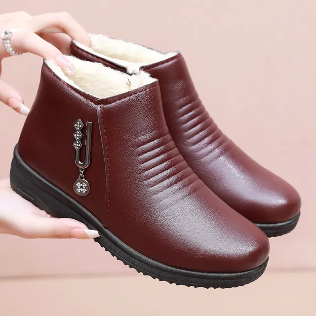 Winter Mom Shoes Elderly Cotton Shoes Soft Sole Warm Red - Shop at LoveMi