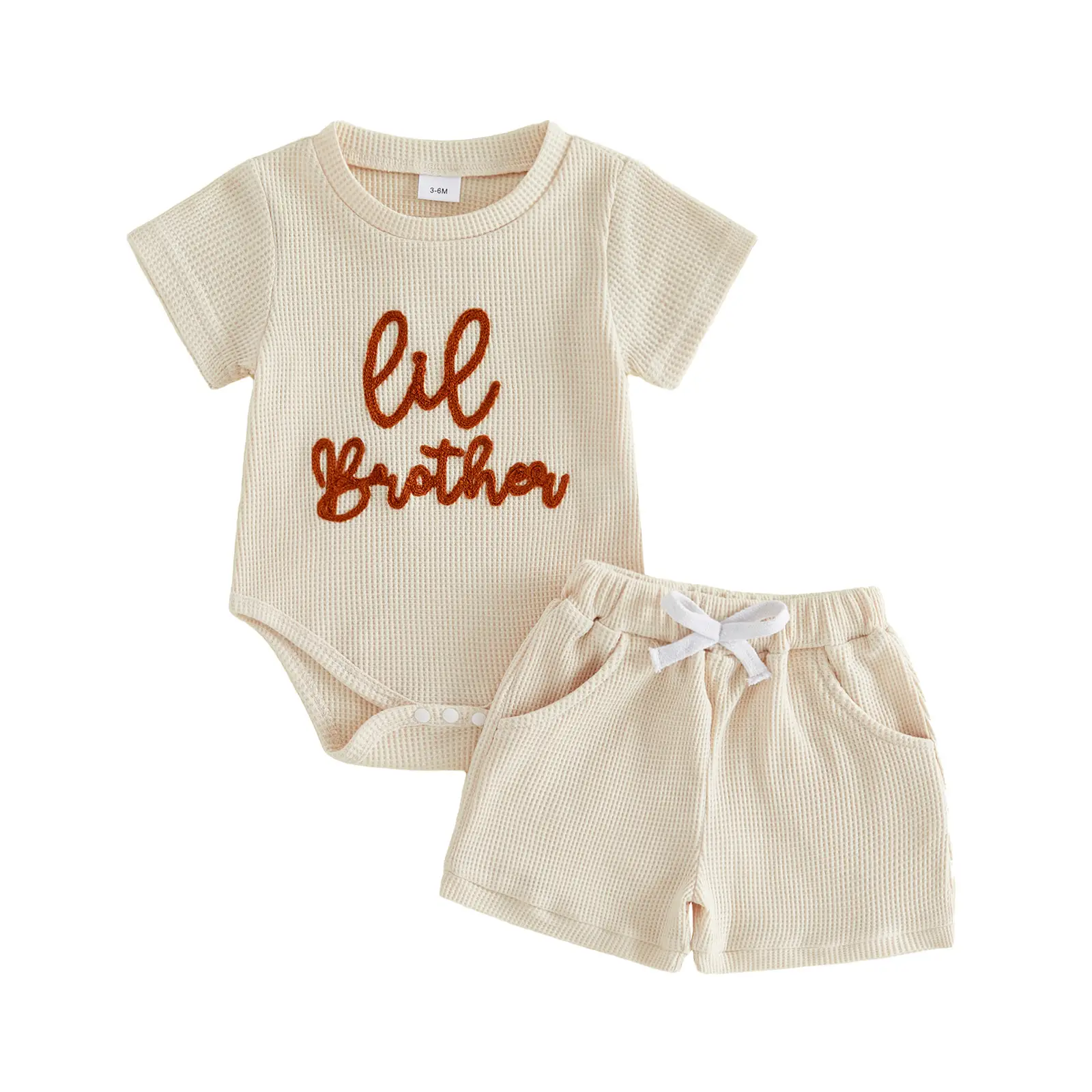 Childrens Letter-Embroidered Short-Sleeve Top And Shorts Set