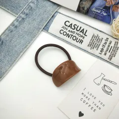 South Korea Fall And Winter Creative Niche Alloy Geometric Semi-arc Resin Hair Ring - Pj000803 Brown - View 1