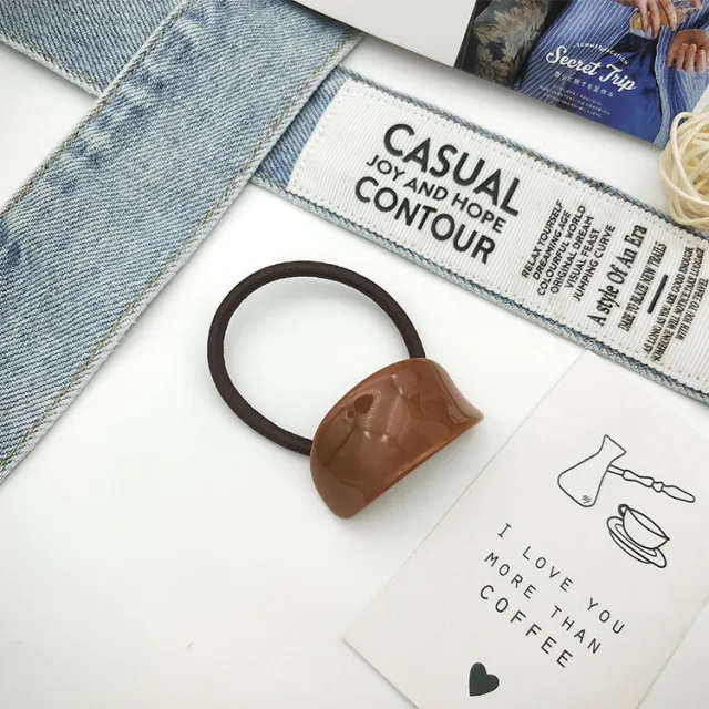 South Korea Fall And Winter Creative Niche Alloy Geometric Semi arc Resin Hair Ring Pj000803 Brown - Shop at LoveMi