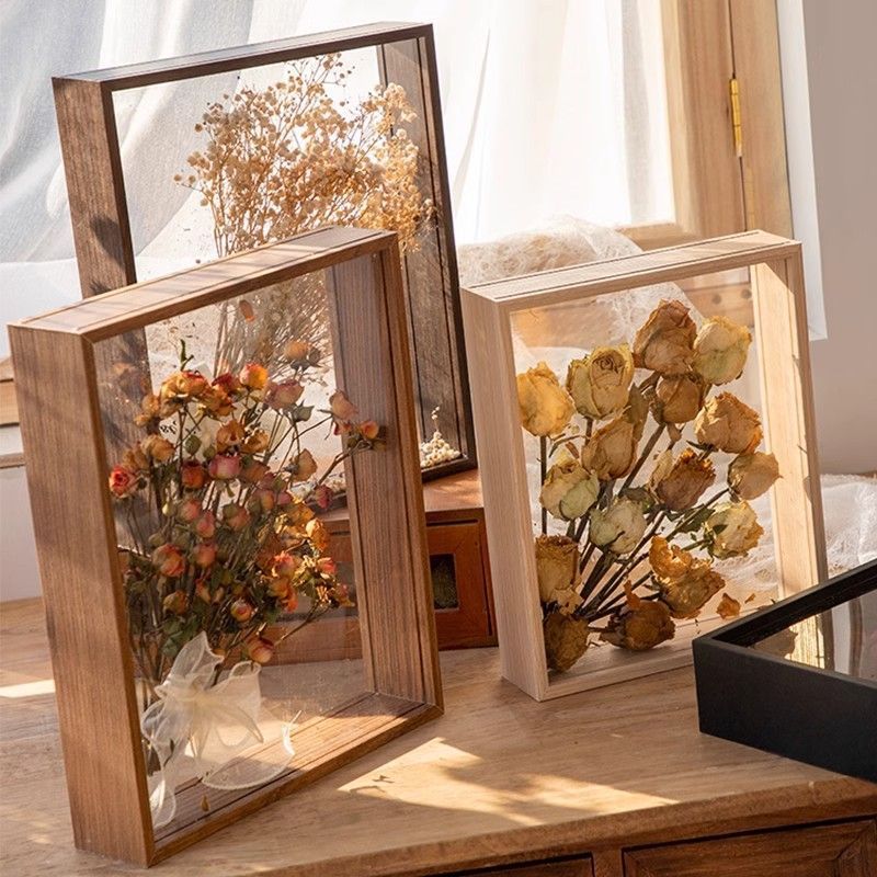 Double Sided Transparent Hollow Photo Frame Desktop Gift Display Case