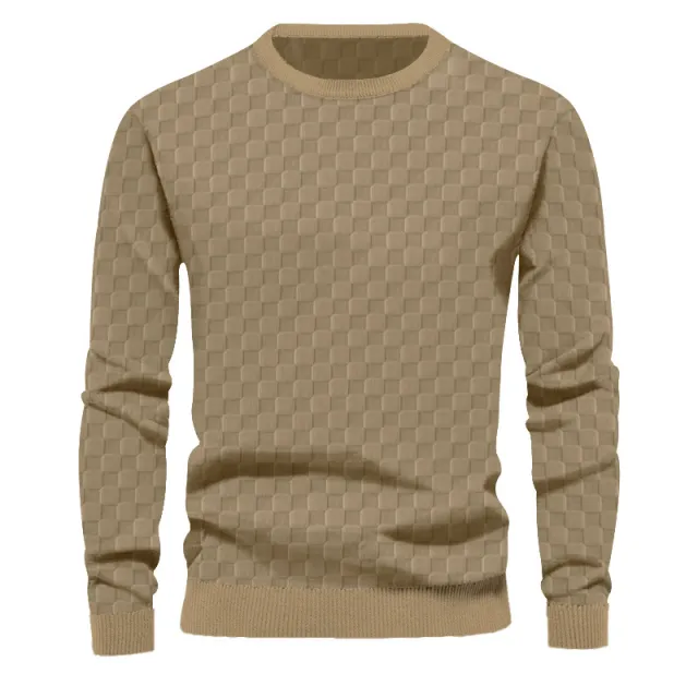 Crew Neck Casual Base Long Sleeve Shirt Khaki - Shop at LoveMi