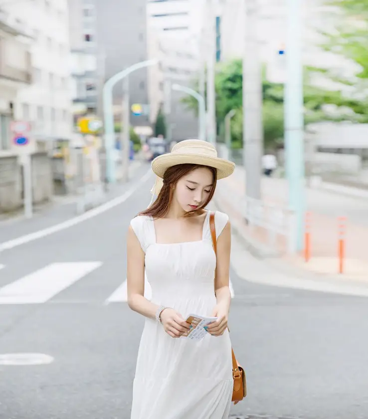 Solid Color High Waist Polka-dot Swing Chiffon Sling Dress