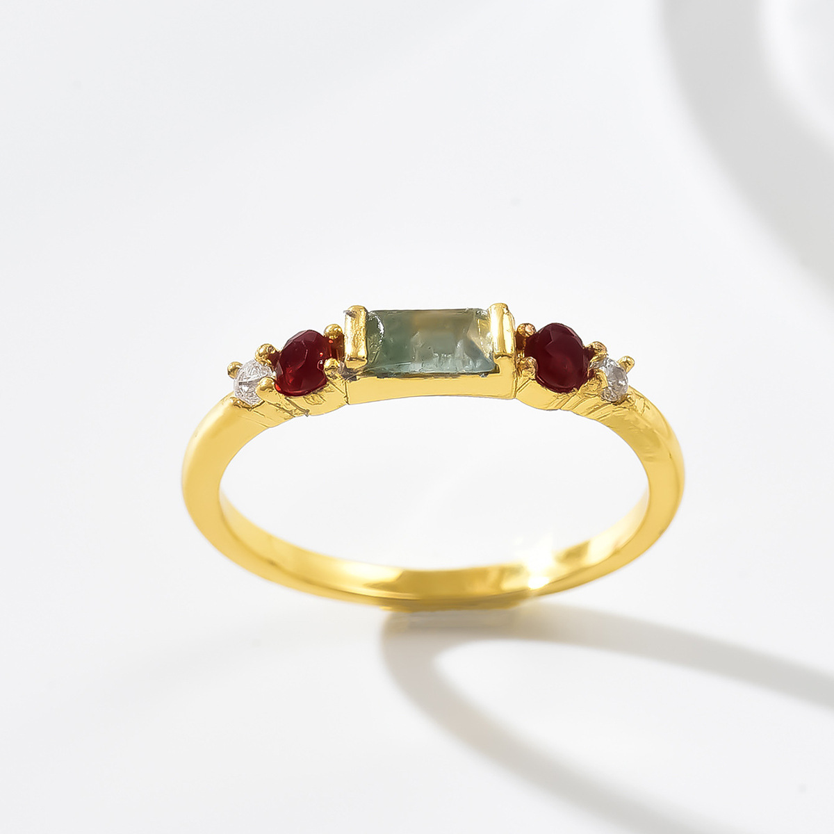 Fashionable Light-luxury Vintage Copper Ring With Natural Stone