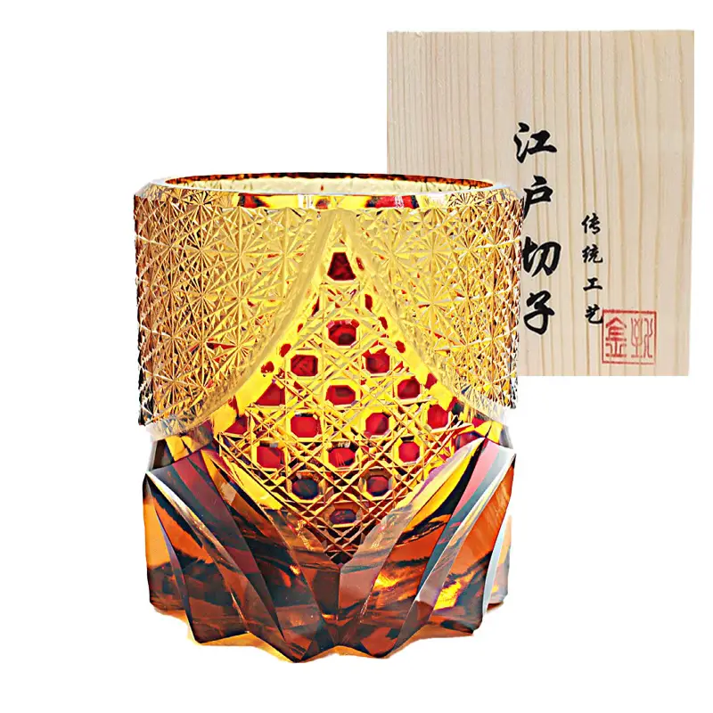Whiskey Crystal Glass Hand-carved In A Vintage Black Samurai Style