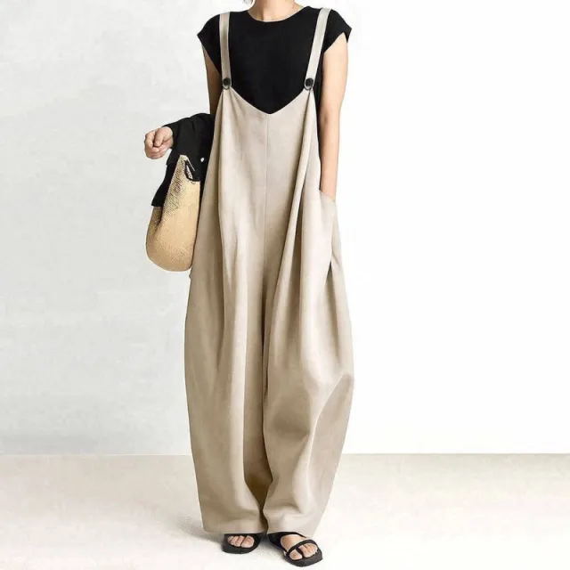 Relaxed Wide Leg Overalls Khaki - Shop at LoveMi
