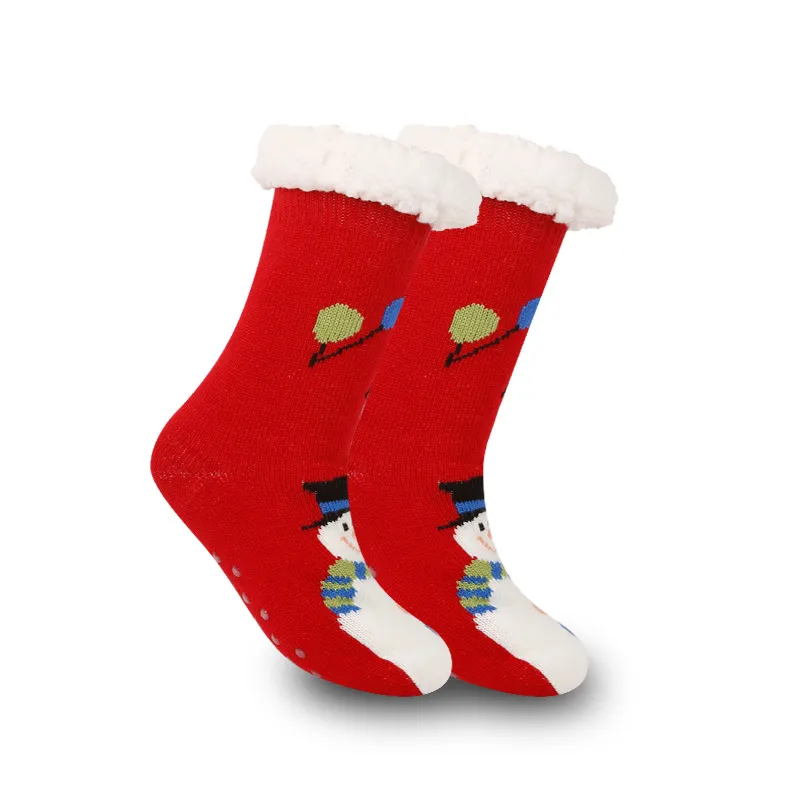 Christmas Women's Thickened Fleece-lined Room Socks - Pink Blue Yellow Balloon