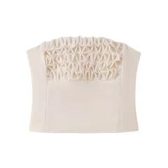 Fashionable Elegant Sexy Floral Decorated Strapless Top And Skirt - Top - View 1