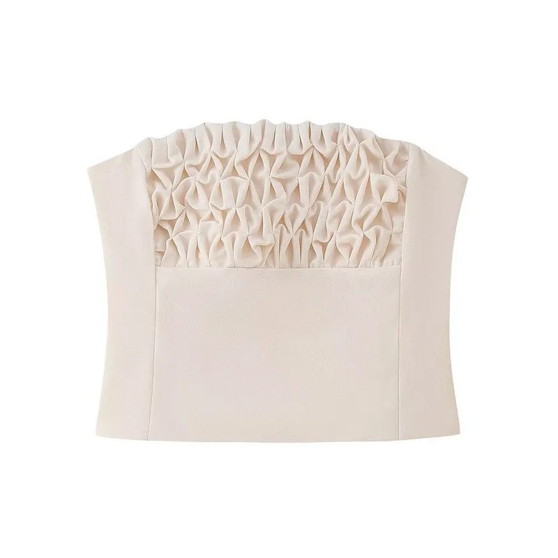 Fashionable Elegant Sexy Floral Decorated Strapless Top And Skirt - Top