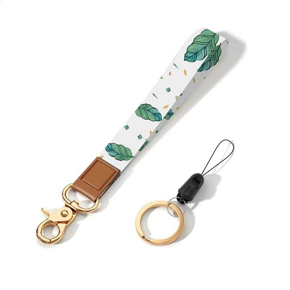 Leather-Polyester Wrist-Neck Dual-Use Keychain Lanyard