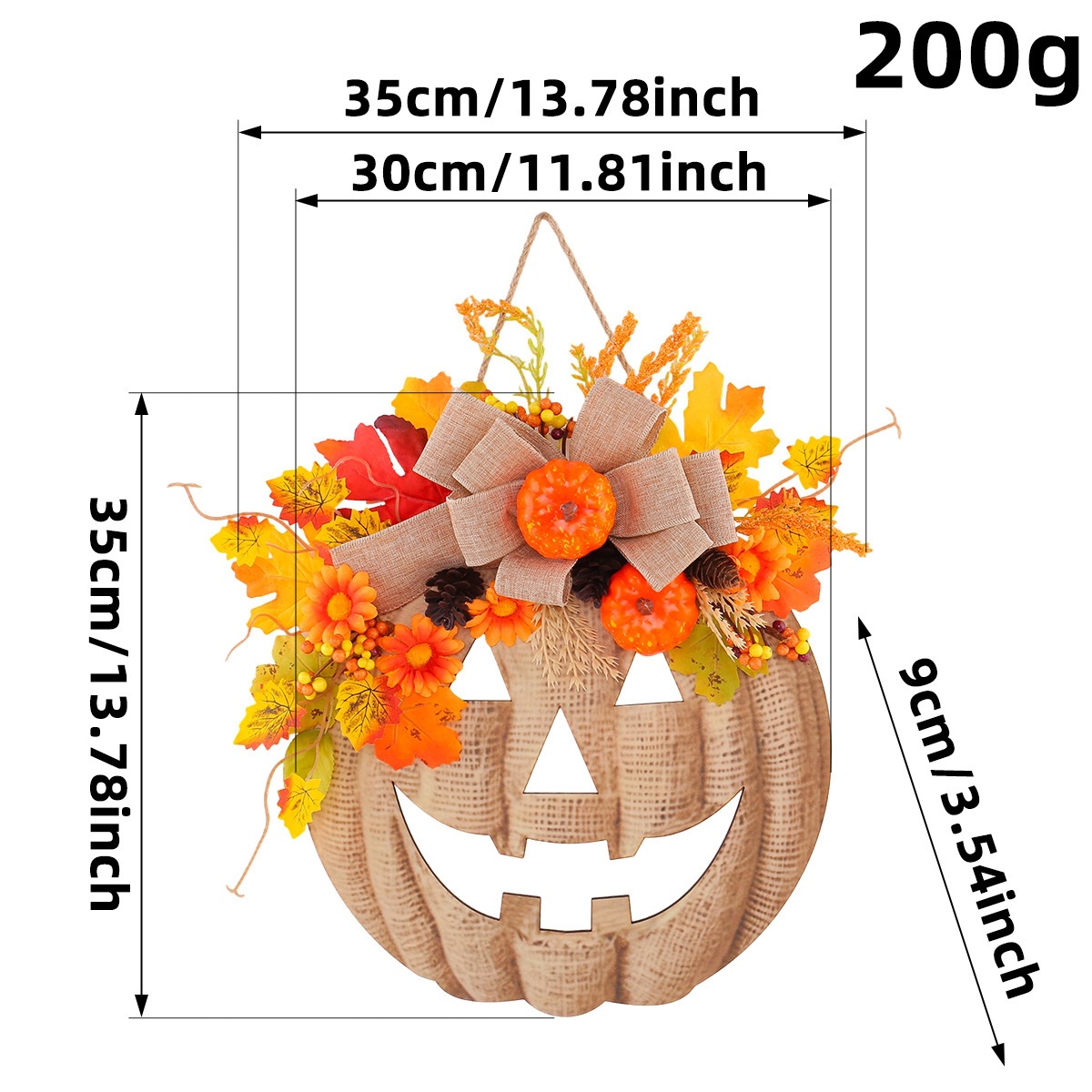 Wooden Pumpkin Hanging Decoration, picture 3 of 4