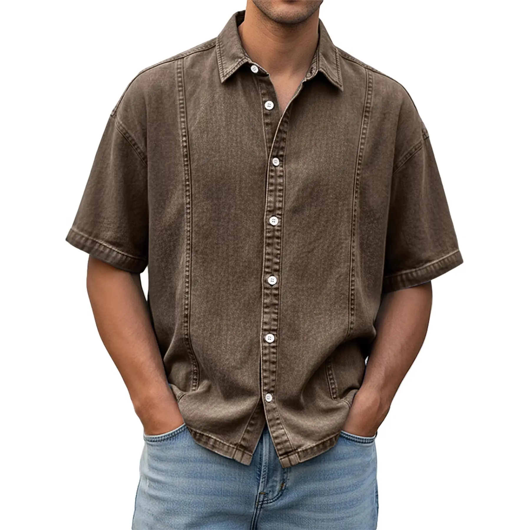 Mens Fashionable Casual Short-Sleeve Shirt