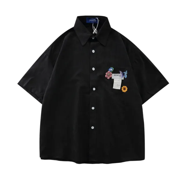 Women's Summer Letter Printed Short Sleeved Shirt Black - Shop at LoveMi