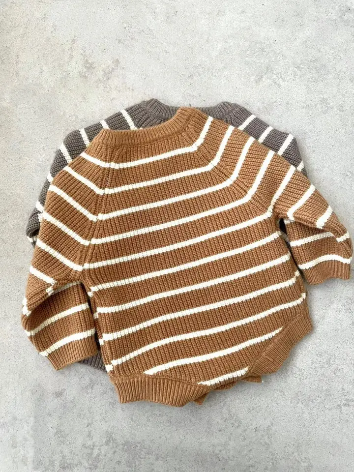 Striped Knitted One-piece Romper Casual