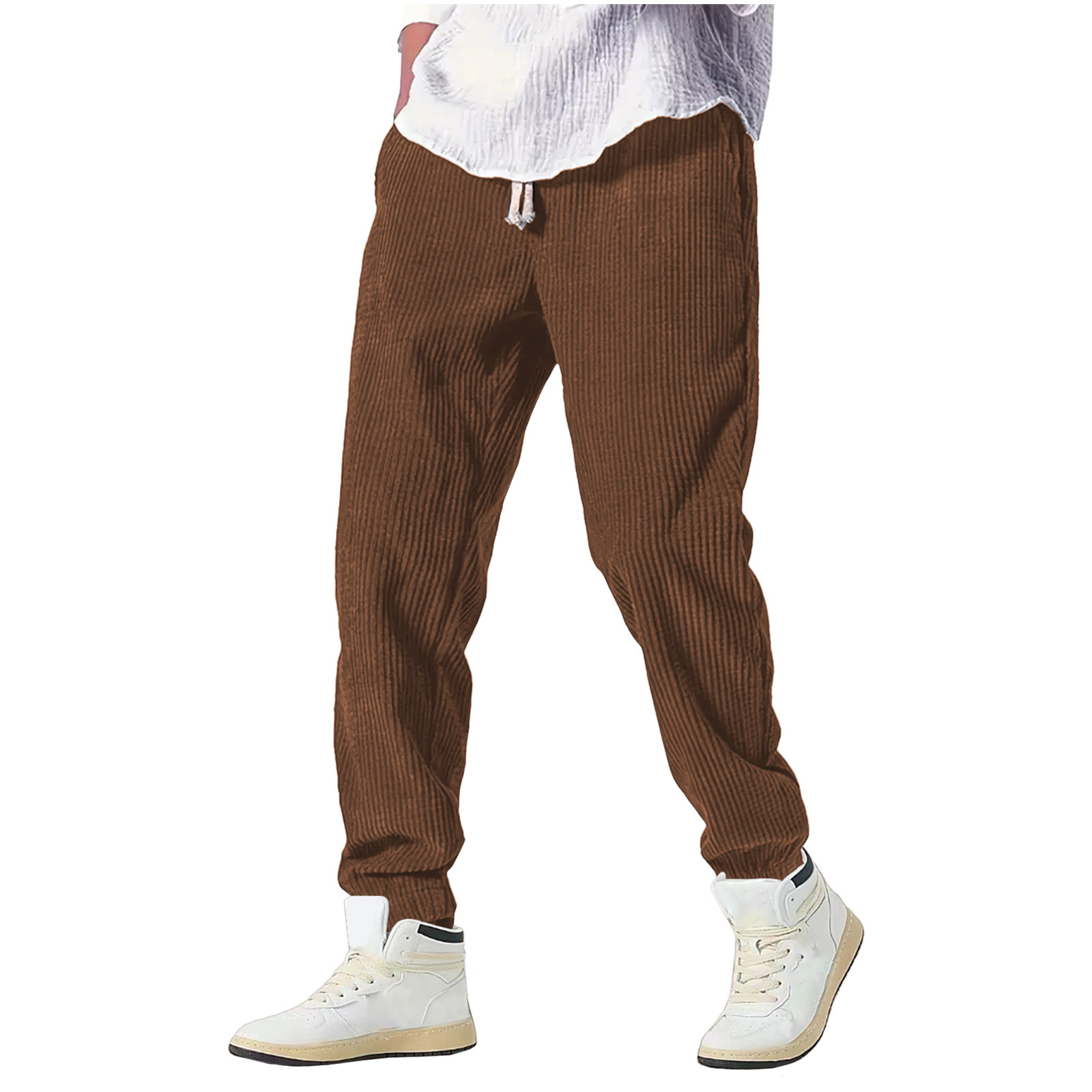 Mens Thickened Waffle-Weave Sporty Casual Pants For Fall Winter - Image 8