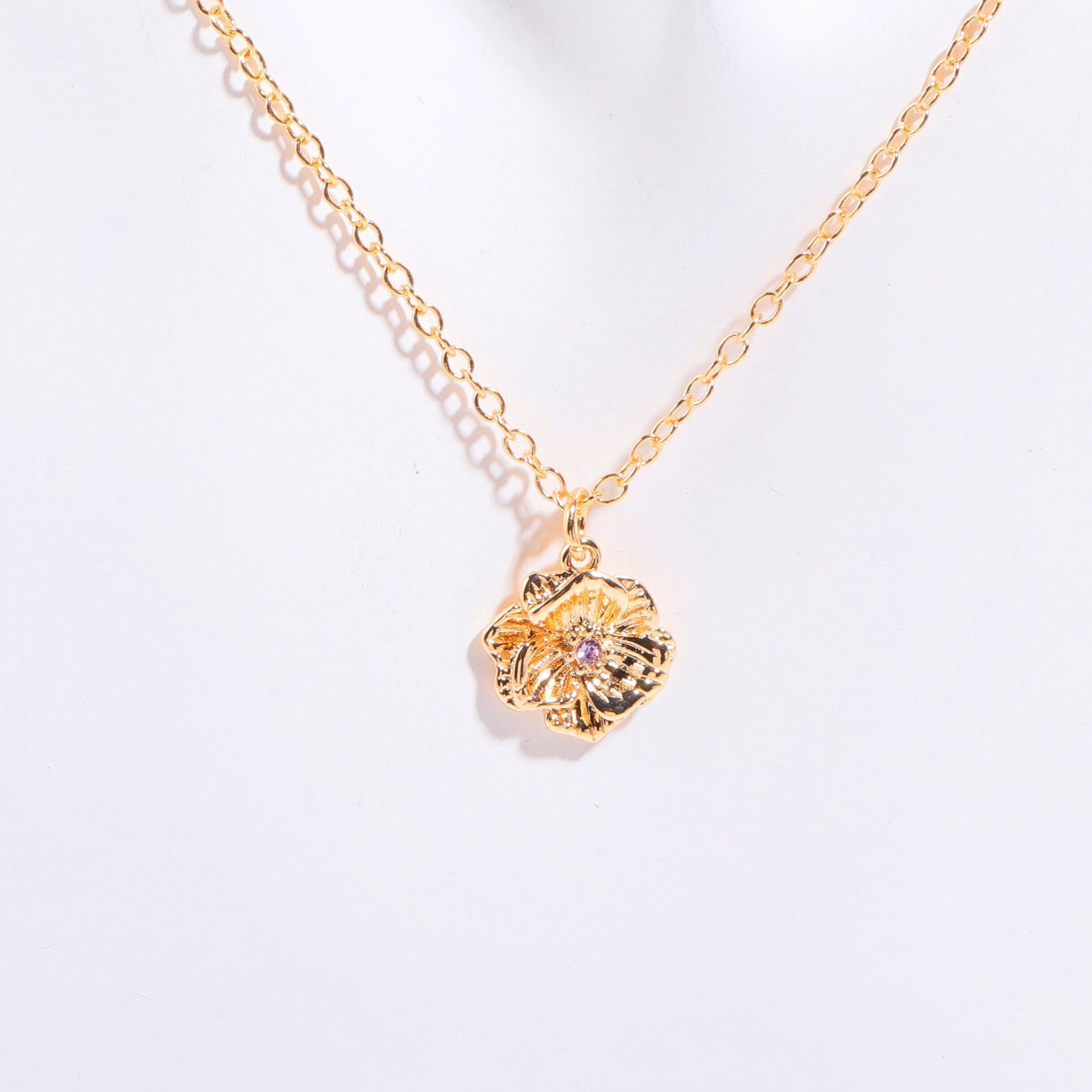 12month Birthday Flower Three-dimensional Decoration Necklace 18K Gold Plated