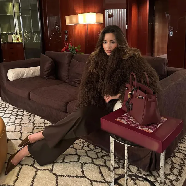 Solid Color Short Fur Warm Long Sleeves Coat Brown - Shop at LoveMi