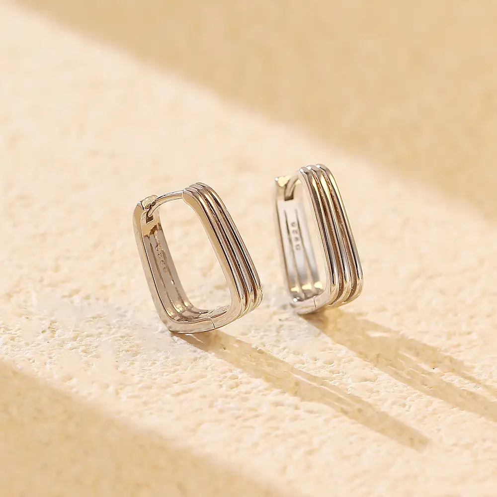 Silver Geometric Delicate Earrings Women