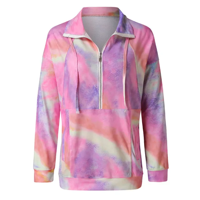 Long Sleeve Lapel Tie dyed Sweater Spring Wear - Shop at LoveMi