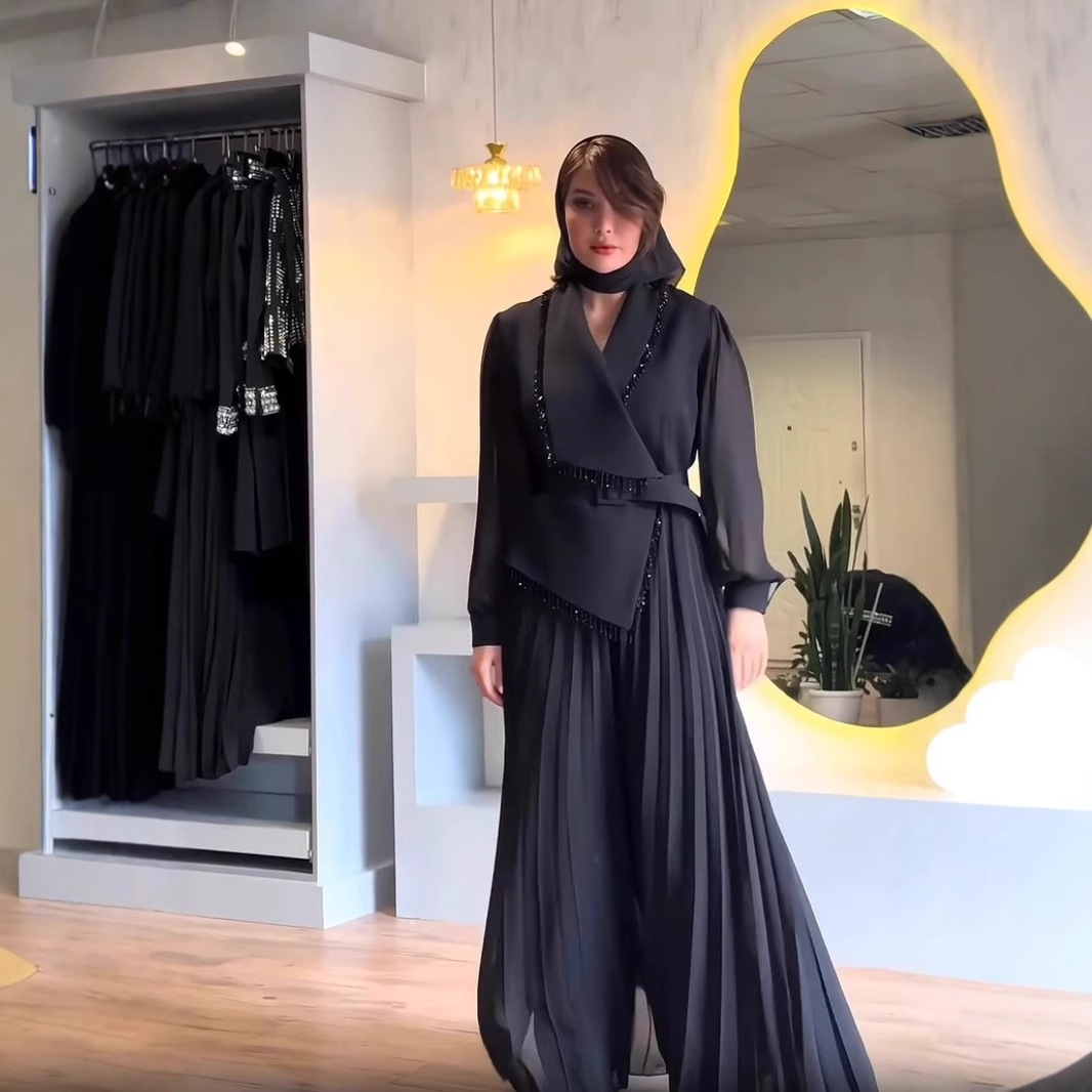 Pleated Stitching Solid Color Large Lapel Two-piece Suit