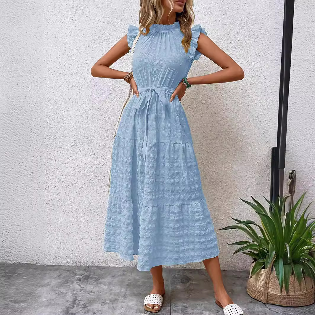 Women's Fashionable Stringy Selvedge Lace-up Dress