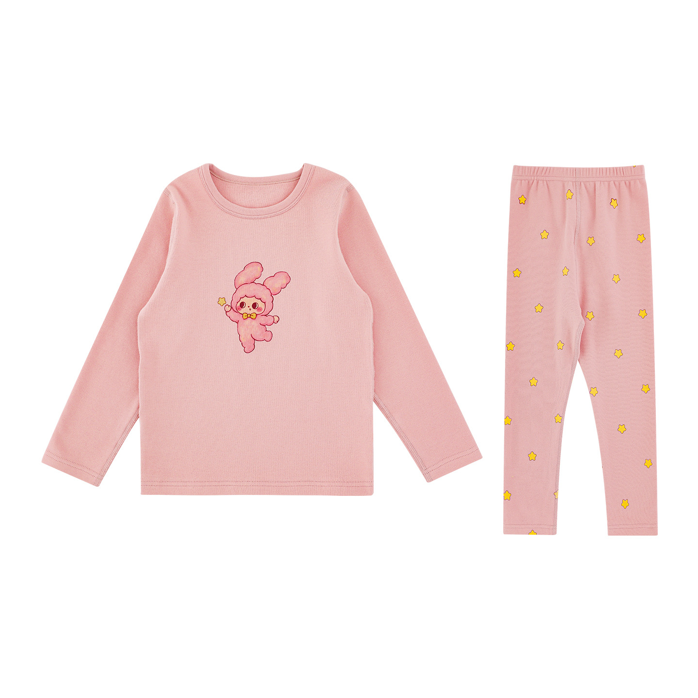 Cartoon-print Cotton Girls' Underwear And Pajama Set