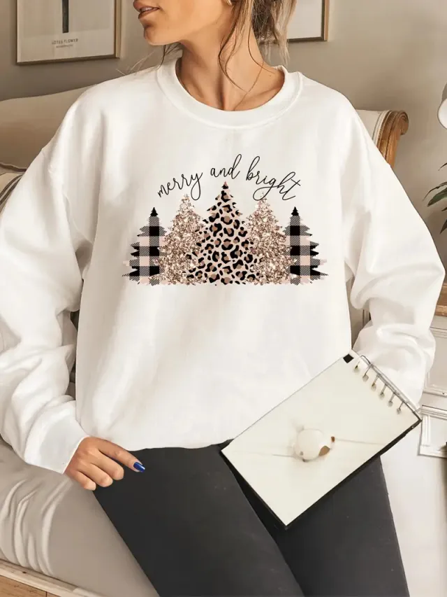 Christmas Series Round Neck Sweater For Women Yl15 Xxl - Shop at LoveMi