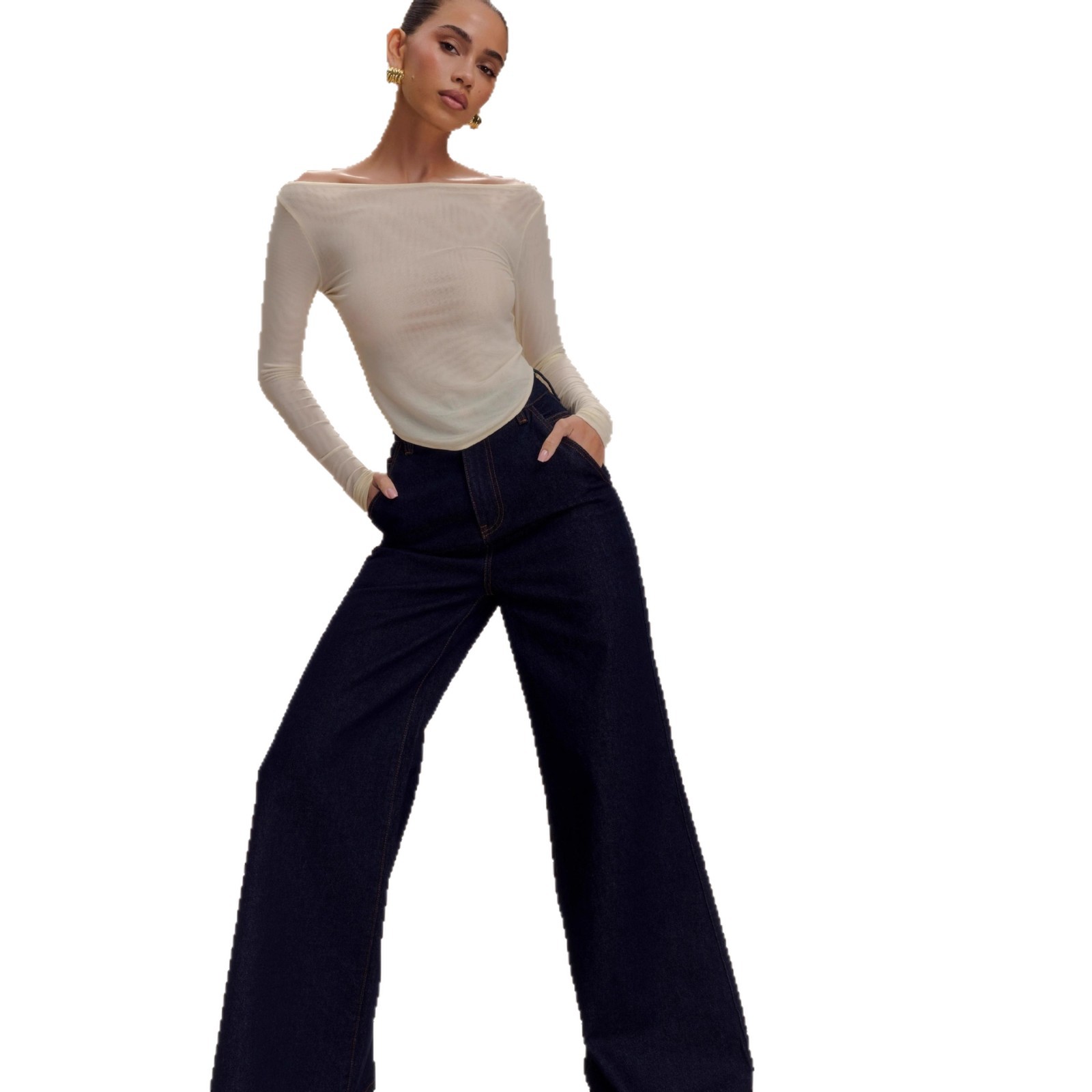 European And American Graceful And Fashionable Wide Leg Jeans Loose Ladies - Image 5