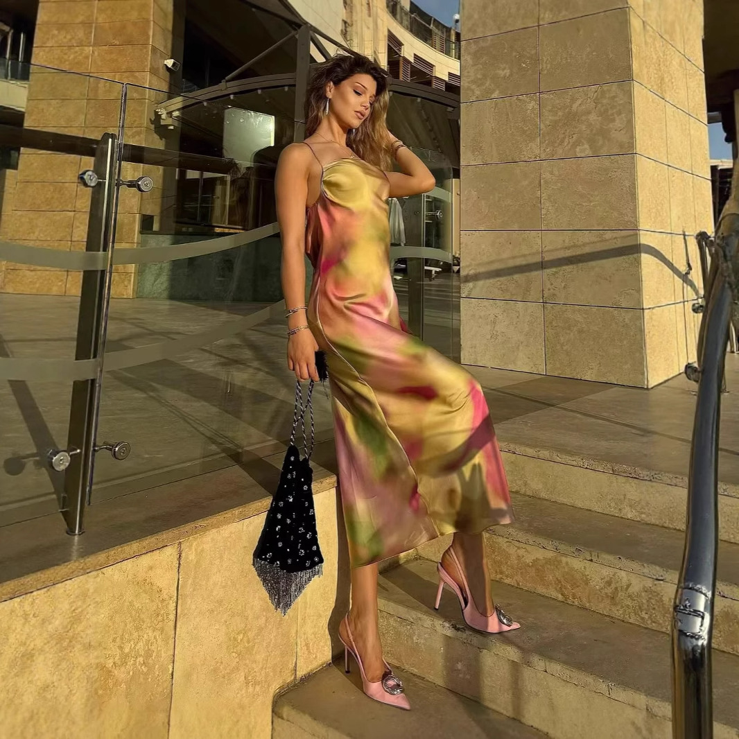 European And American Satin Dress Woman