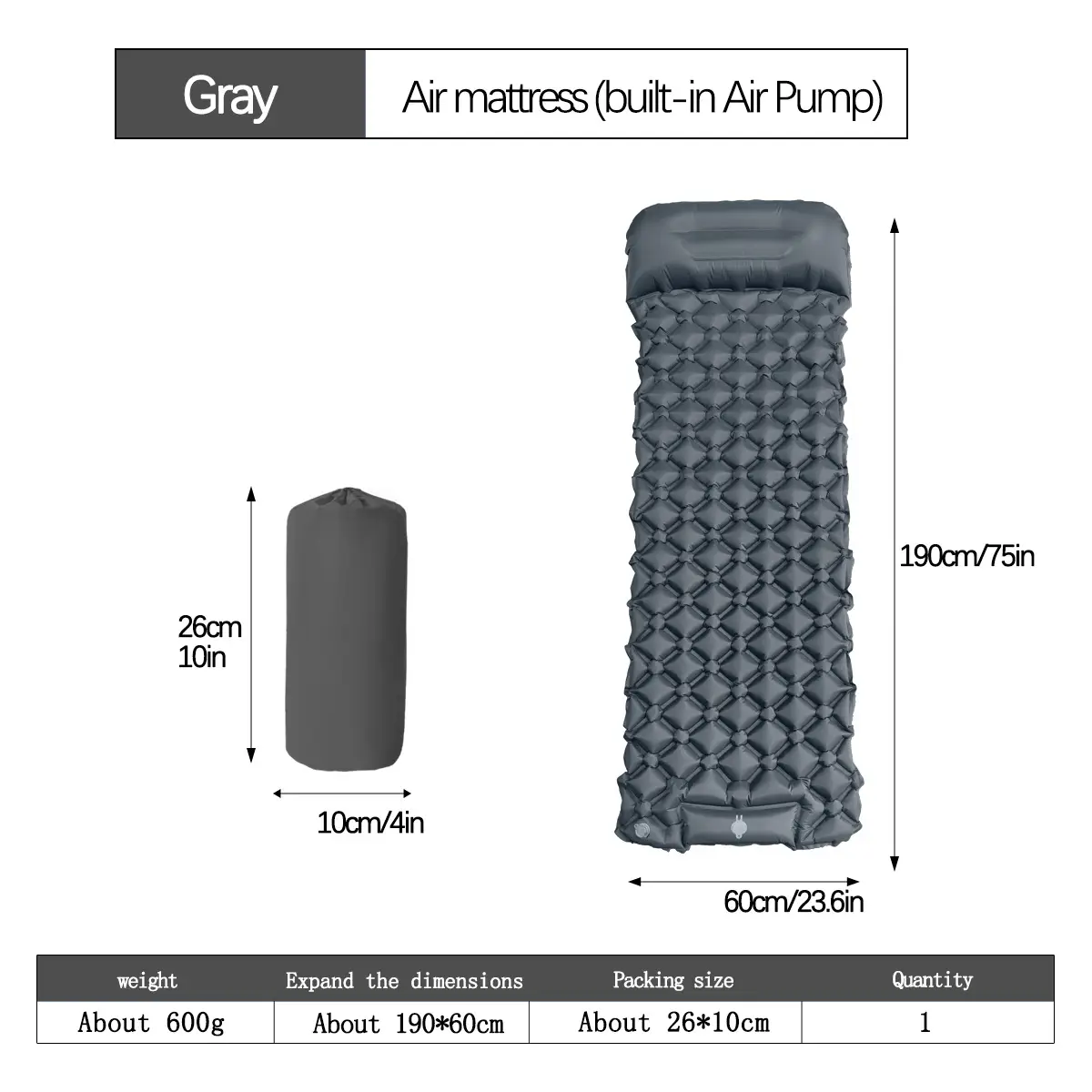 Outdoor Single Diamond TPU Inflatable Mattress