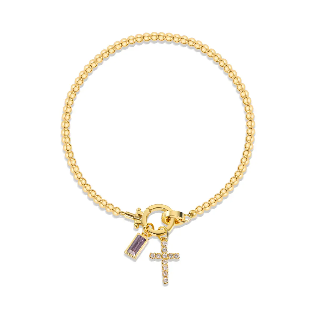 Moon Stone Love Knot Plated 18K Gold Bracelet