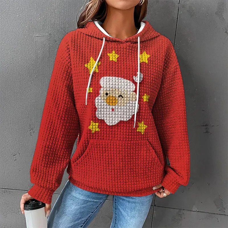 Waffle Sweater Hooded Sweaters Women's Clothing - Zzy24110610-3Xl