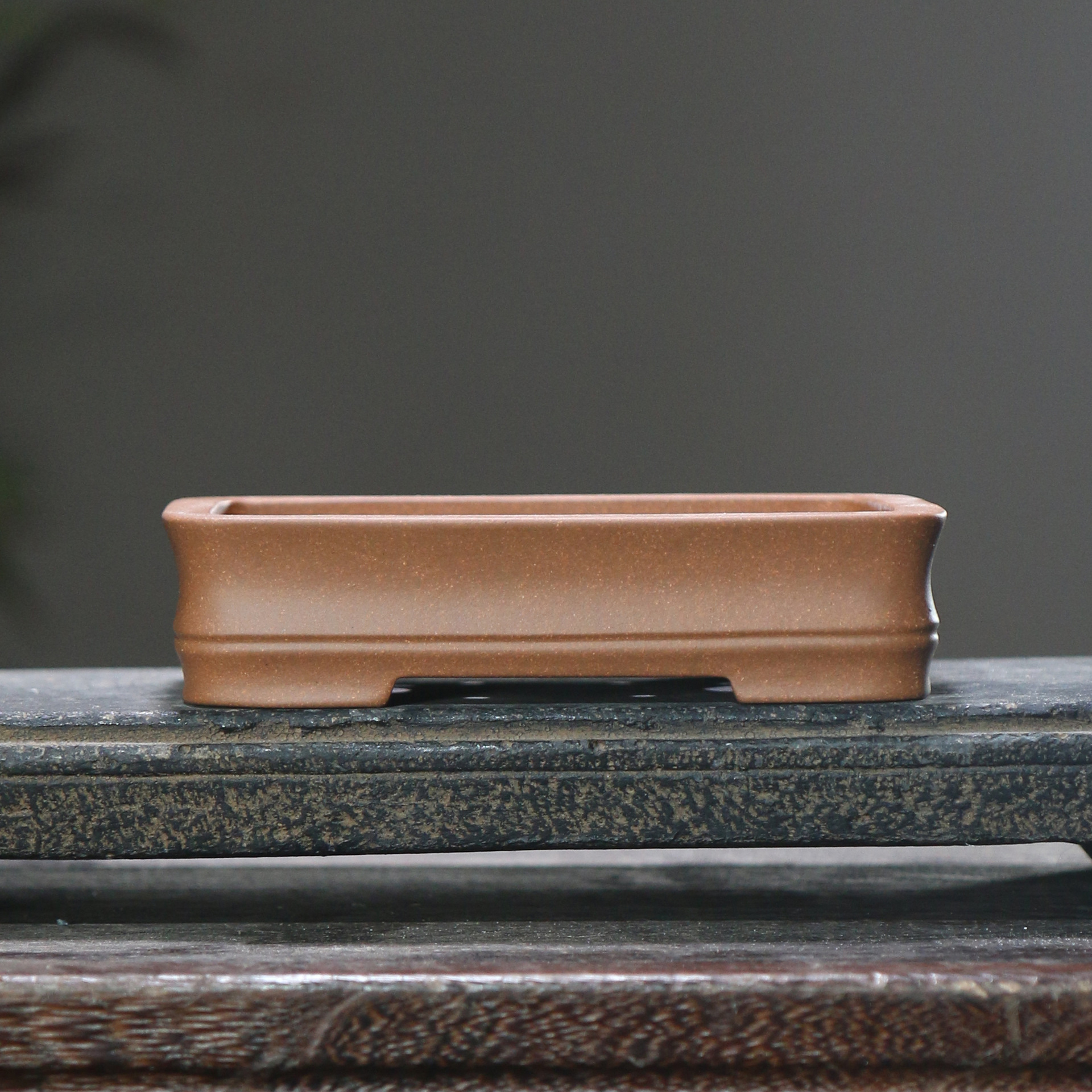 Rectangular Bamboo-joint Yixing Clay Bonsai Pot